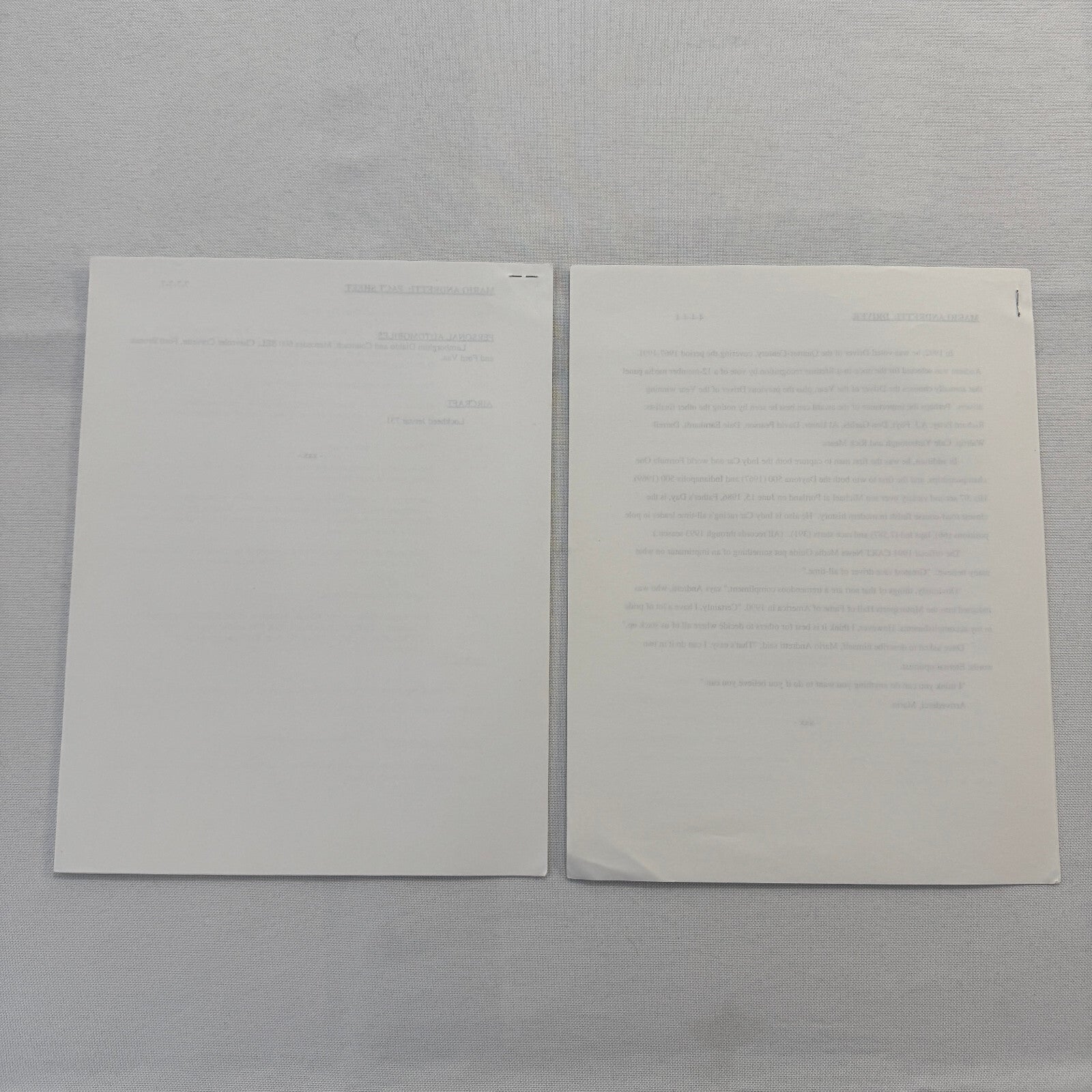 Mario Andretti 1993 PPG Indy Press Release Lot 2x KMart Texaco Havoline Racing