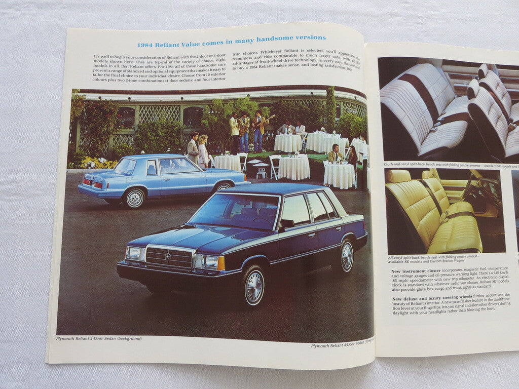 1984 Plymouth Reliant Sales Brochure Catalog Coupe Sedan Wagon 
