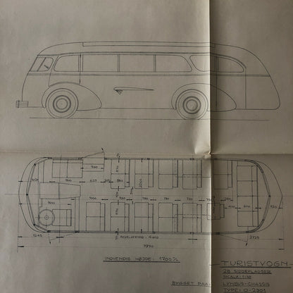 1936 Coachbuilder Bus Design Blueprint Rendering Blue Print Coach Bus Truck
