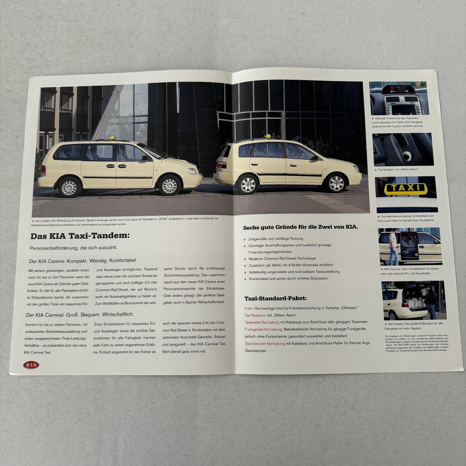 2004 Kia Carnival and Carens TAXI CAB Sales Brochure Catalog German Text