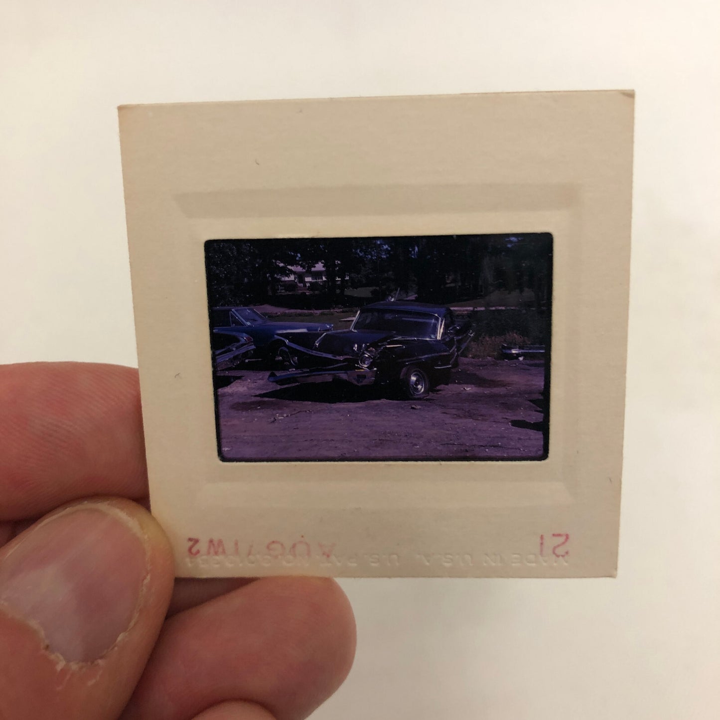 35MM Slide Photo Wrecked Car Automobile Car Accident Crash Damage 