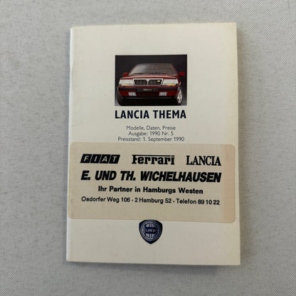 1990 Lancia Thema Technical Data Price List Brochure European German 8.32 Wagon