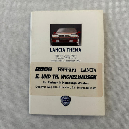 1990 Lancia Thema Technical Data Price List Brochure European German 8.32 Wagon
