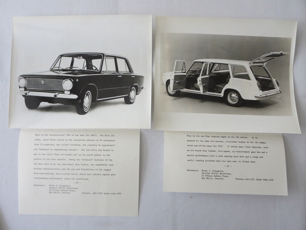 1967 Fiat Press Kit Brochure Photos 124 Station Wagon 124 Sedan - Canadian