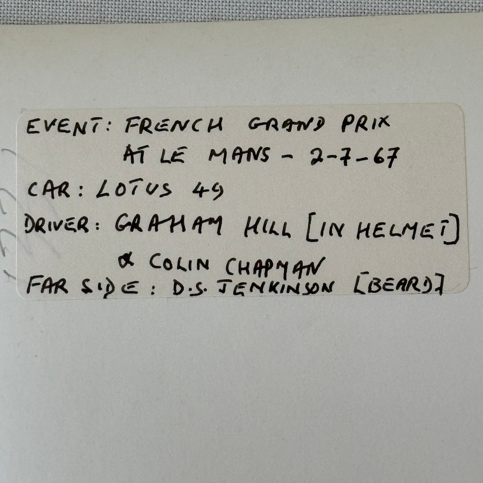 Vintage Lotus Racing Photo 1967 French Grand Prix Graham Hill Colin Chapman