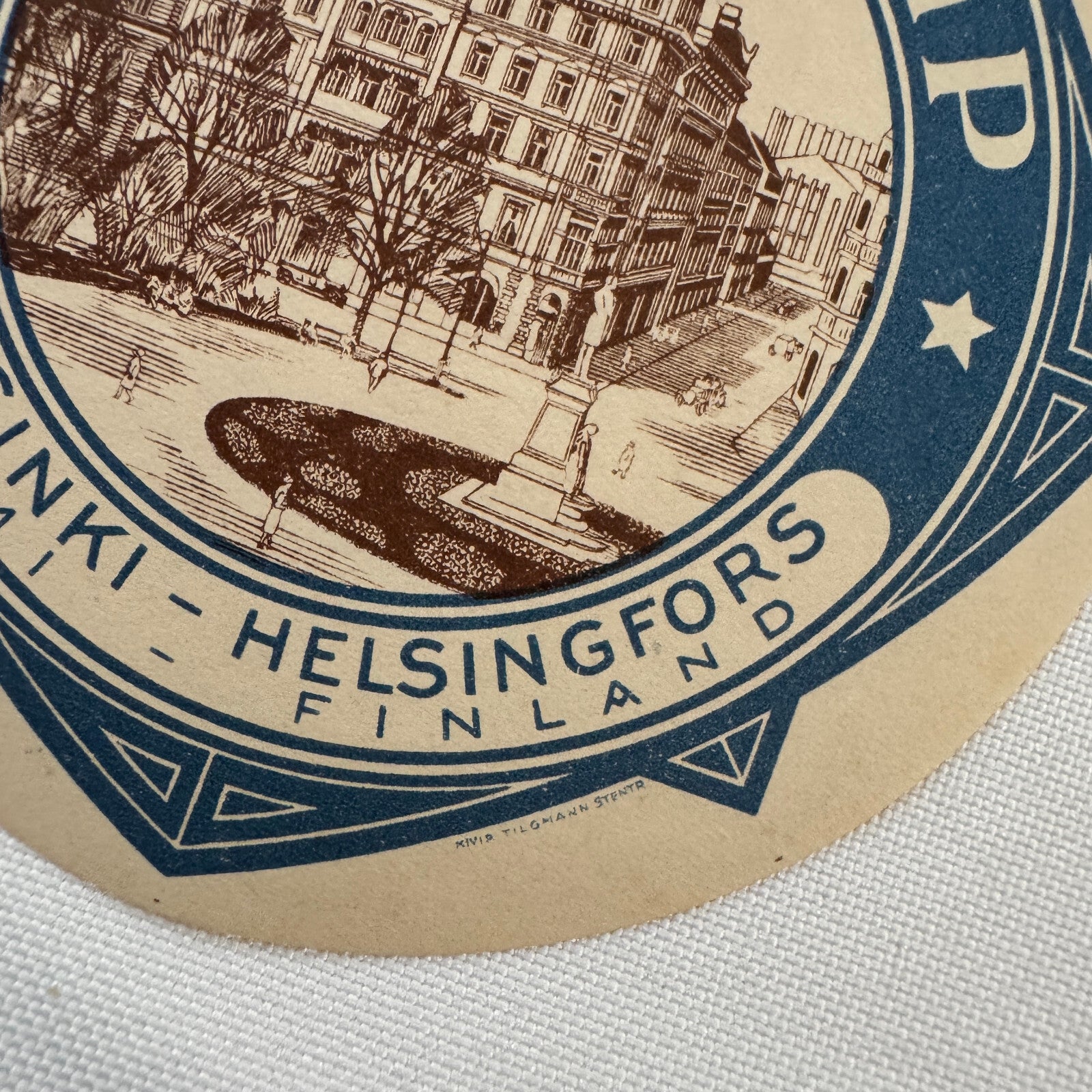 Vintage Travel Luggage Label Hotel Kamp Helsinki Finland Finnish