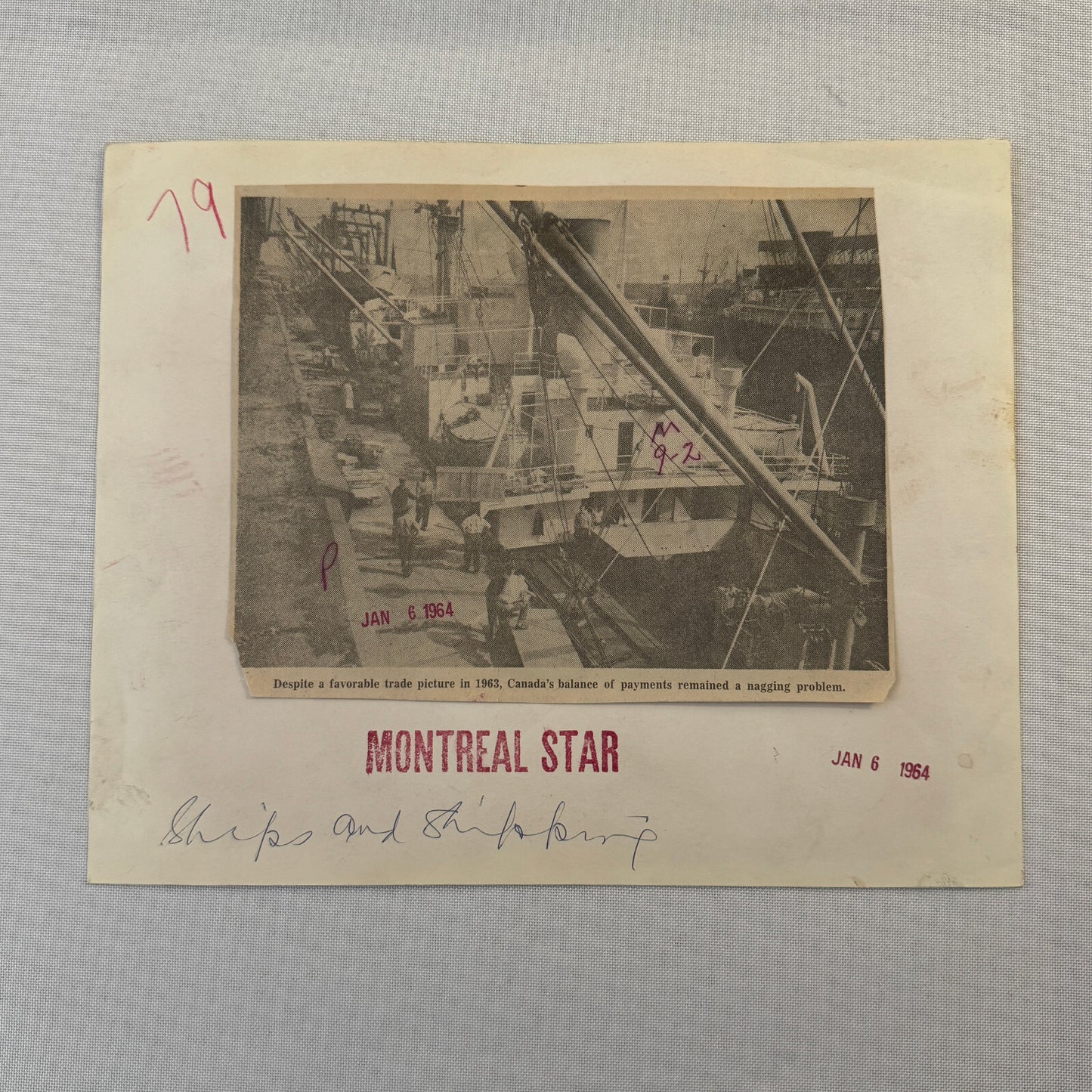 Montreal Harbour Ship Boat Press Photo Photograph 1964 Vintage