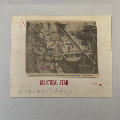 Montreal Harbour Ship Boat Press Photo Photograph 1964 Vintage
