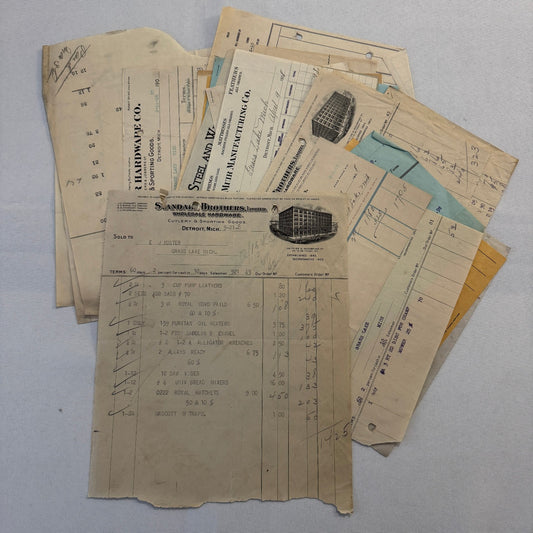Antique Document Receipt Invoice Lot Farm Equipment Hardware Buggy Furniture 25+
