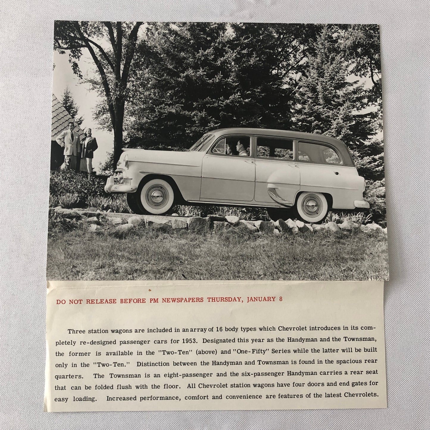 1953 Chevrolet Station Wagon Factory Press Photo Photograph Two Ten One Fifty