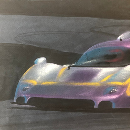 Vintage Jaguar XJR9 Silk Cut Racing Illustration Drawing Sketch Original Art