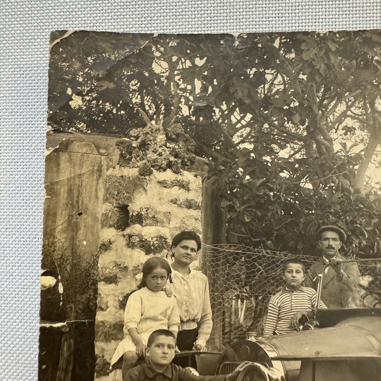 Antique Photo Photograph Print People with Automobile Car