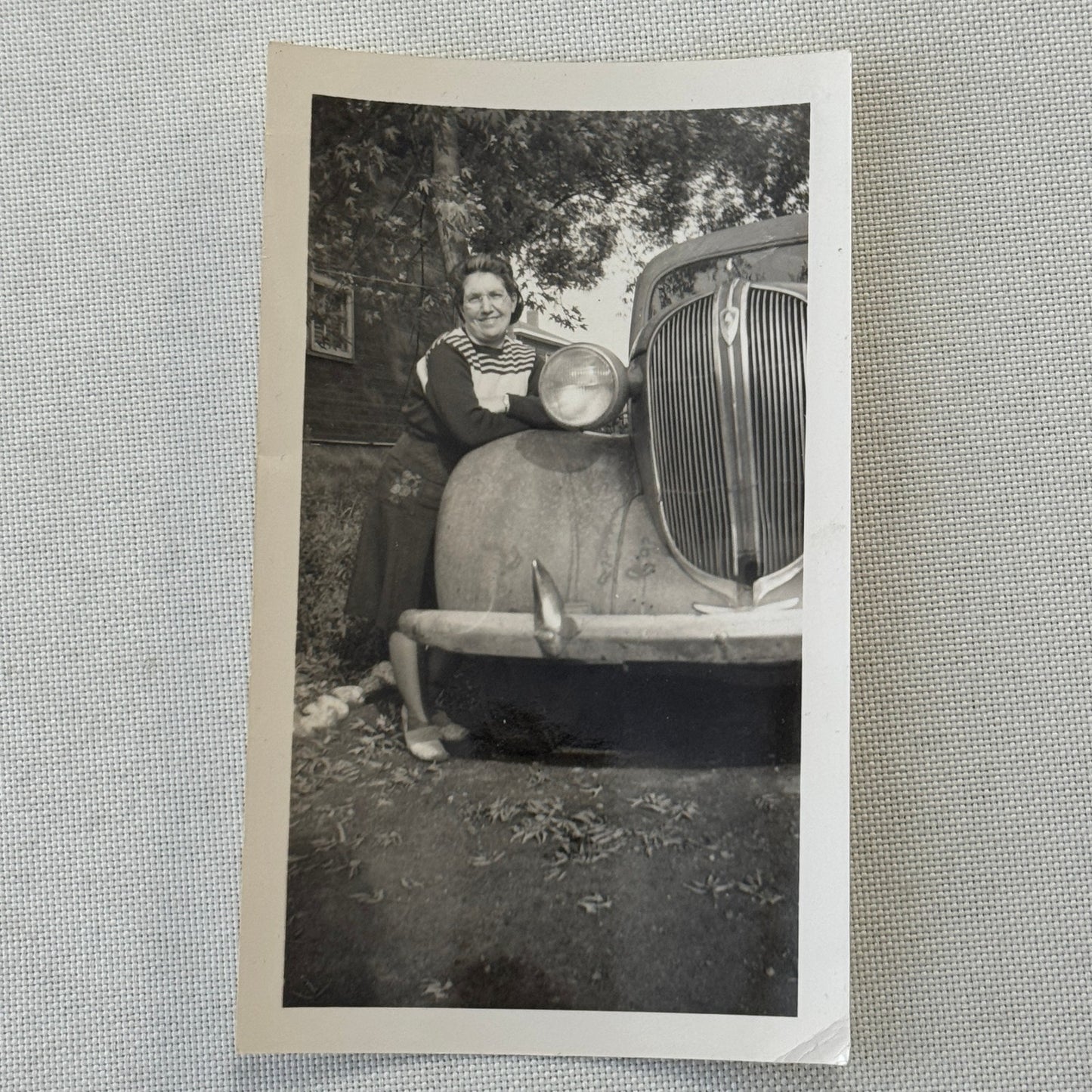 Vintage Photograph Photo Print Woman with Car Automobile