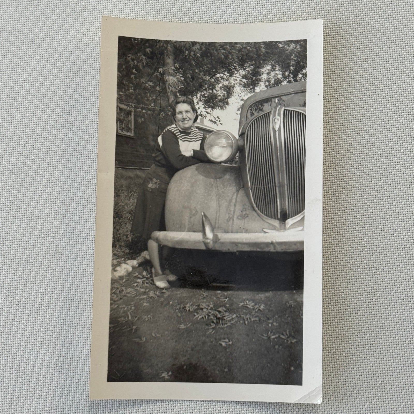Vintage Photograph Photo Print Woman with Car Automobile