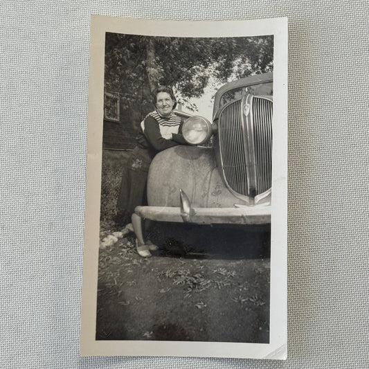 Vintage Photograph Photo Print Woman with Car Automobile