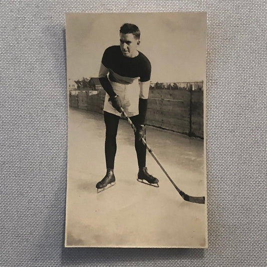 Vintage Hockey Player Snapshot Photo Photograph