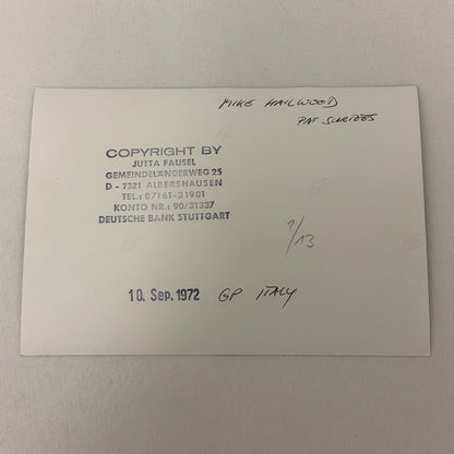 Vintage Racing Photo 1972 Italian Grand Prix Race Mike Hailwood Pat Surtees