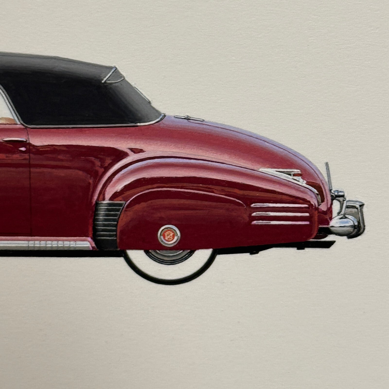 1941 Cadillac Convertible Coupe Car Illustration Art Drawing Vintage Miniature