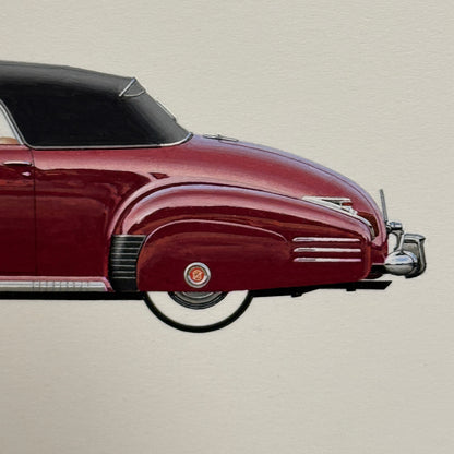 1941 Cadillac Convertible Coupe Car Illustration Art Drawing Vintage Miniature