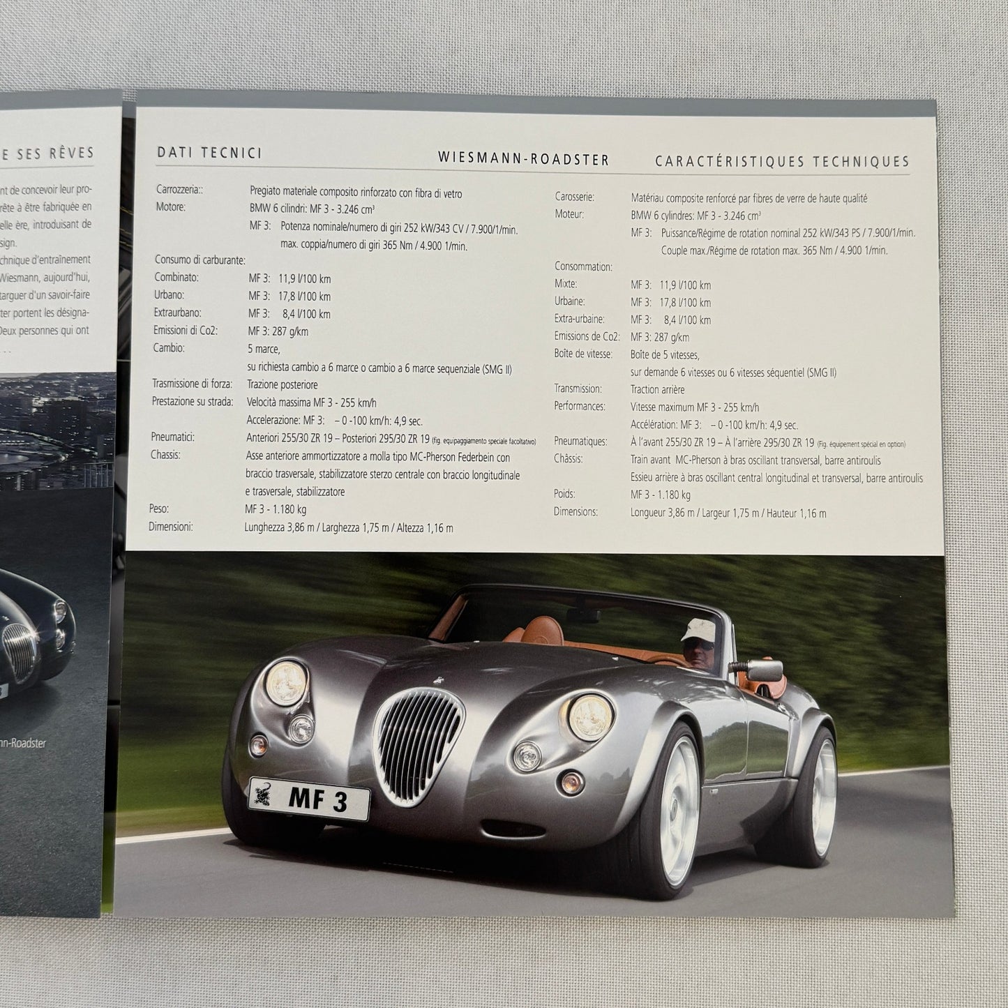 2008 Wiesmann Roadster Brochure Catalog Sports Car Italian French Text European
