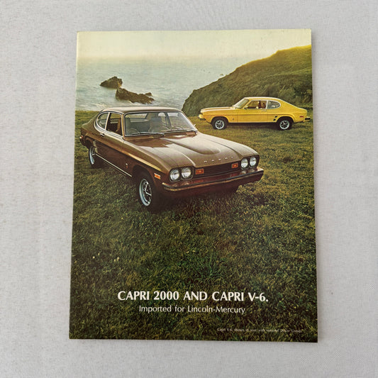 Capri 2000 and Capri V6 Car Sales Brochure Catalog Advertising Mercury Capri