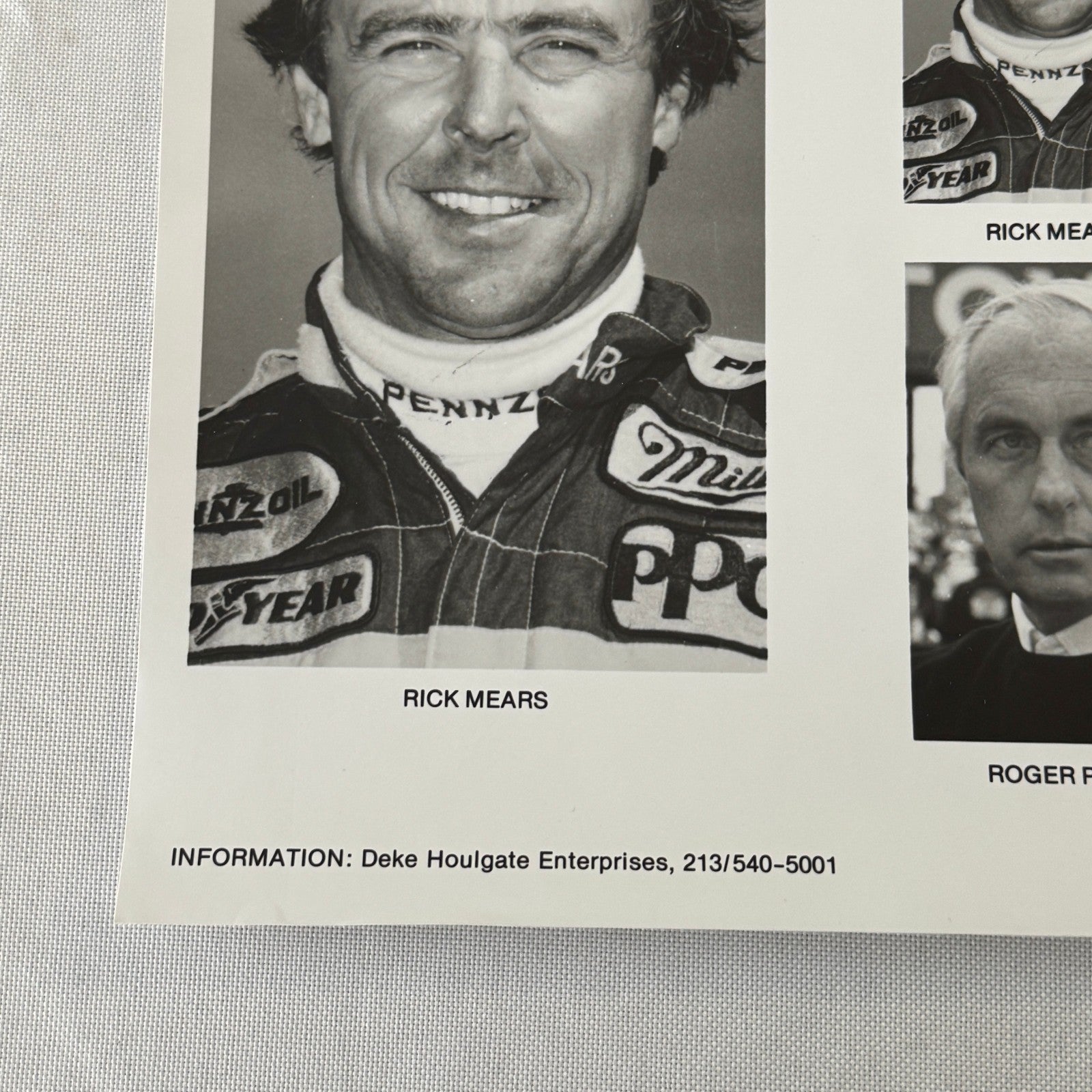 Racing Driver Press Photo Photograph Rick Mears Danny Sullivan Al Unser Penske