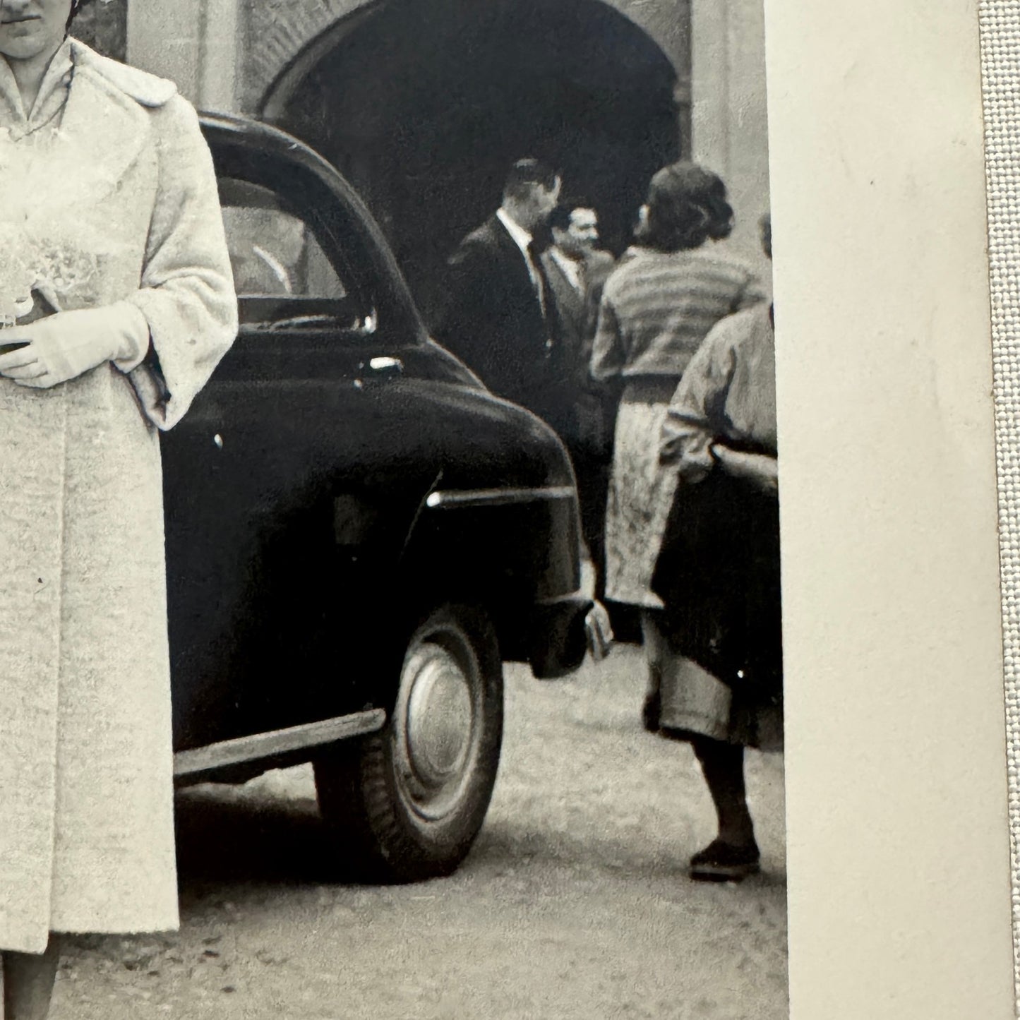 Vintage Wedding Photo Photograph Print European Automobile Car Couple Man Woman