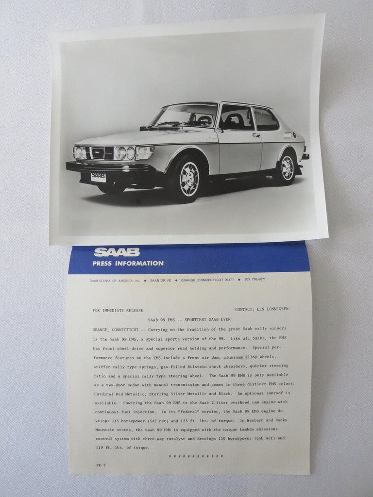 1977 Saab Press Kit Brochure w/ Photos 99 EMS 99 GLE 99 GL 2 4 5 Door 
