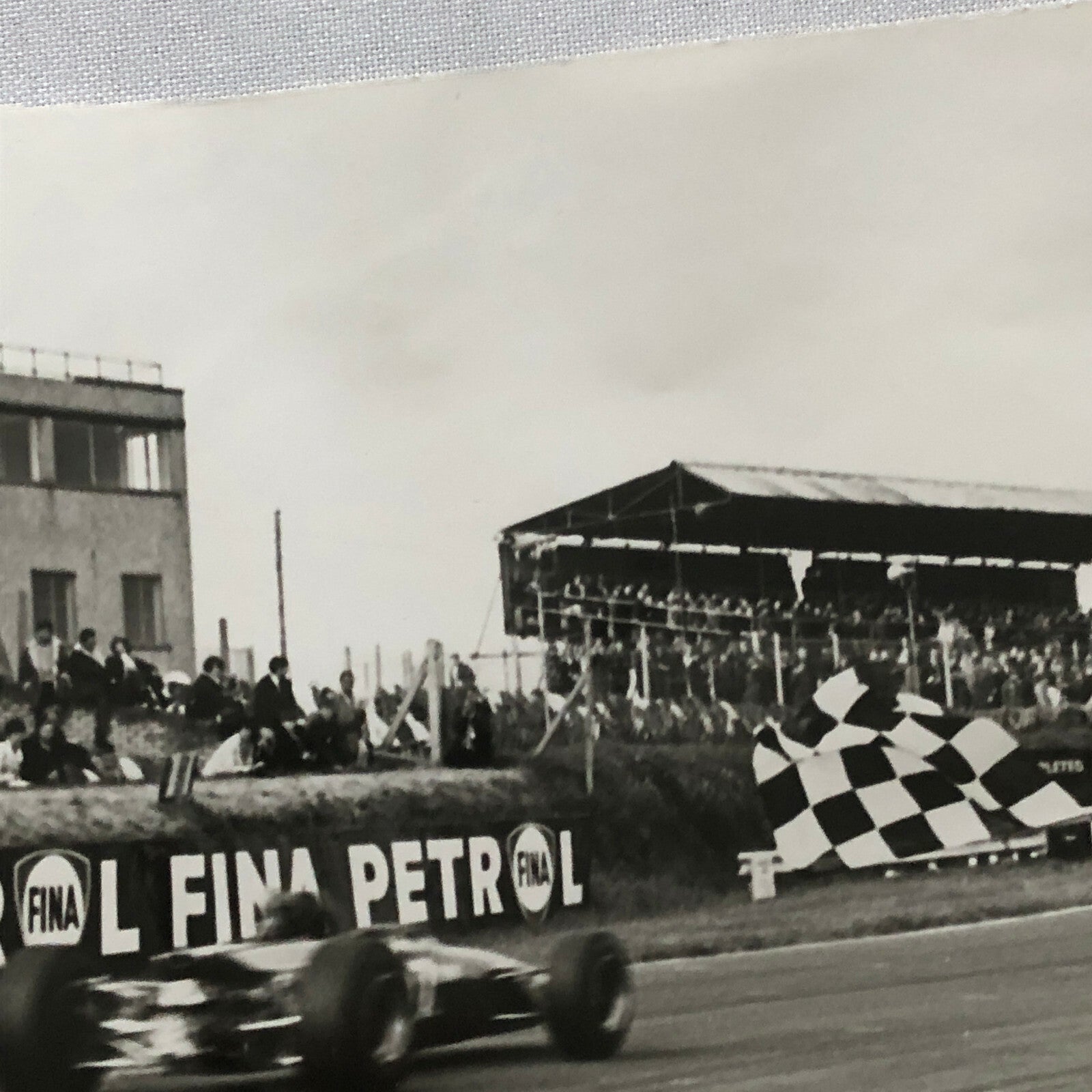 Vintage Racing Car Driver Photo Photograph Print - Car Crossing the Finish 