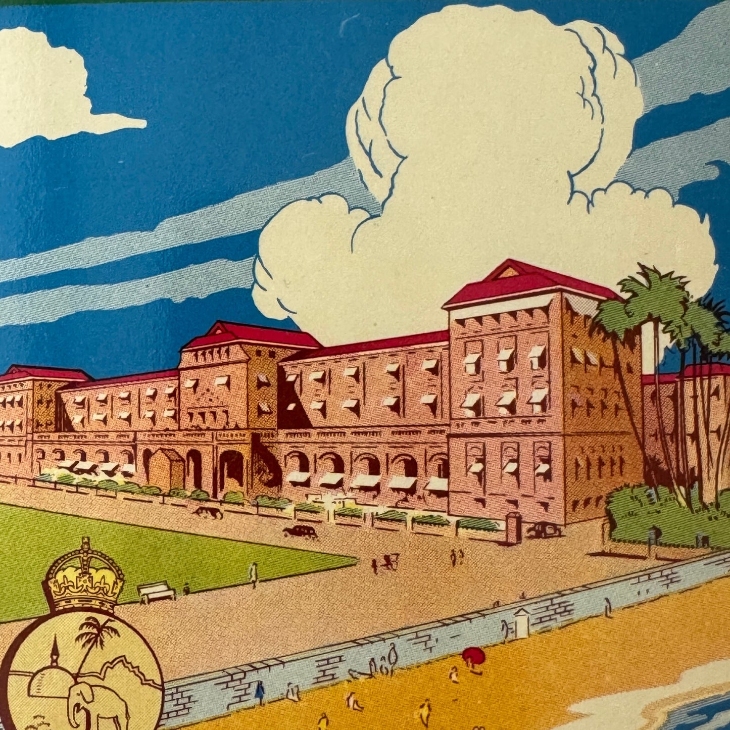Vintage Hotel Travel Luggage Label Ceylon Colombo Sri Lanka Galle Face Hotel