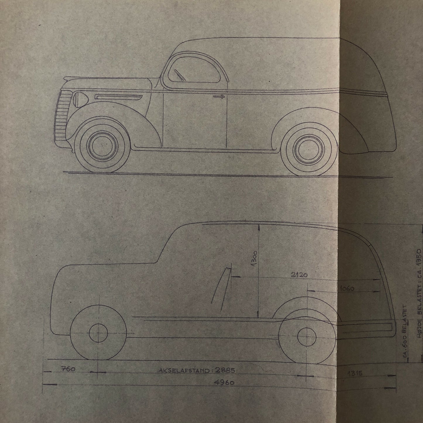 1939 Coachbuilder Truck Design Blueprint Rendering Blue Print Panel Van 
