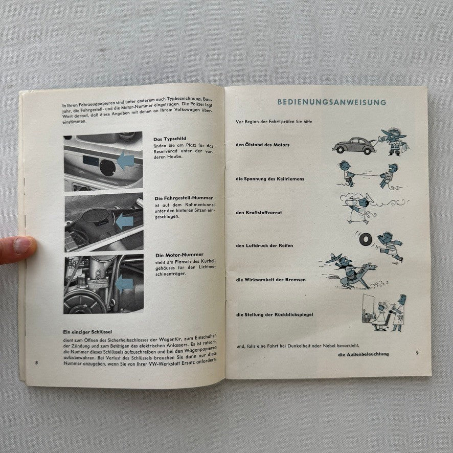 1960 Volkswagen Beetle Owners Manual Instruction Book Convertible Coupe GERMAN