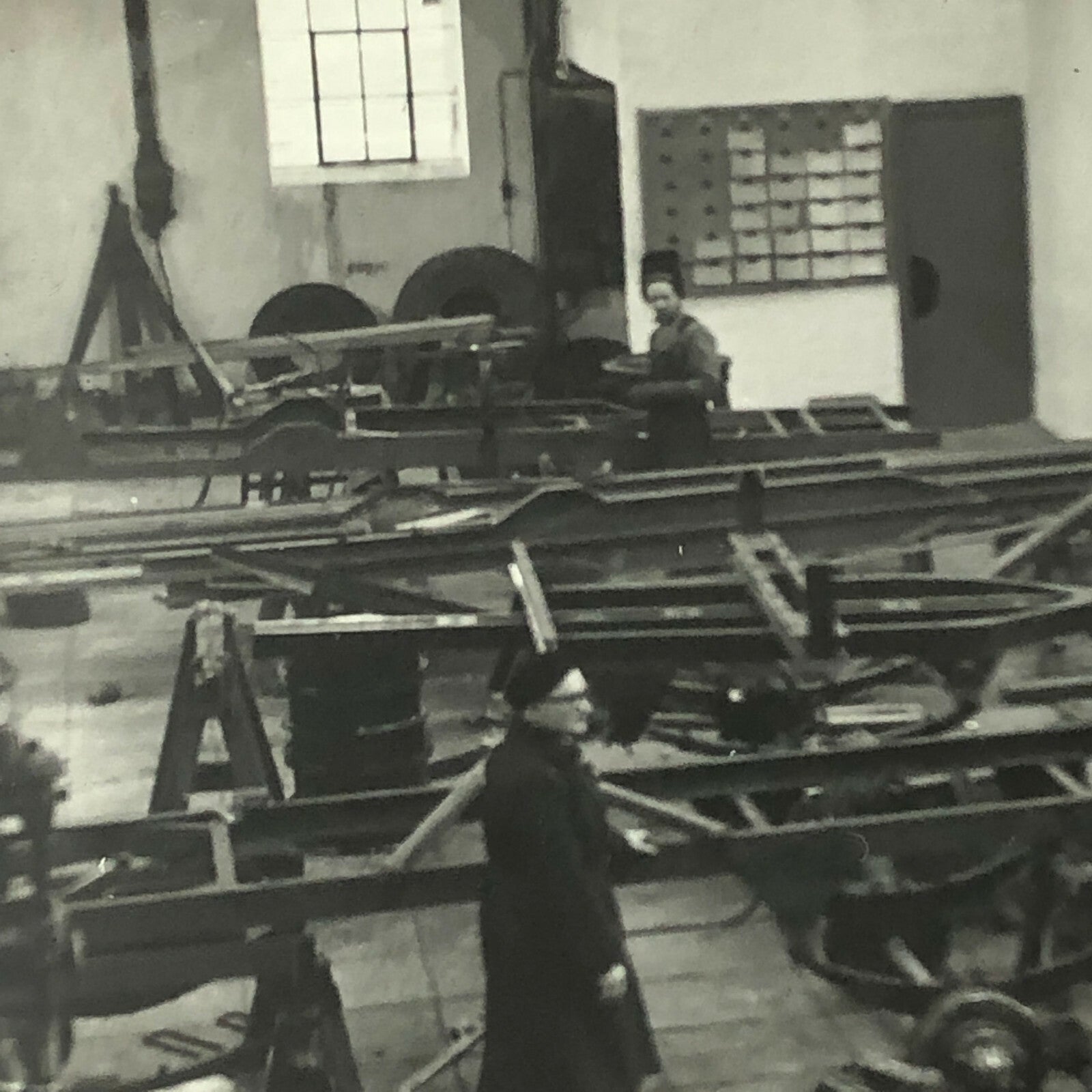Antique Vintage Photograph of a Factory with Workers - Denmark Ergo Trailer ? 
