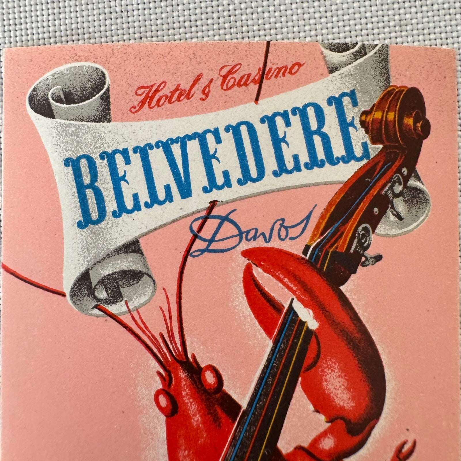 Vintage Hotel Travel Luggage Label Belvedere Hotel and Casino Davos Switzerland