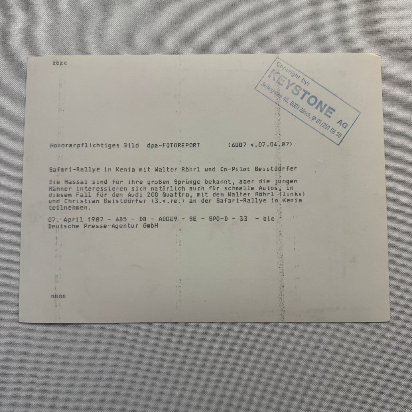 Audi 200 Quattro Safari Rallye Rally Kenya Masai Tribe Press Photo Photograph