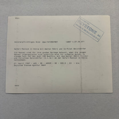 Audi 200 Quattro Safari Rallye Rally Kenya Masai Tribe Press Photo Photograph