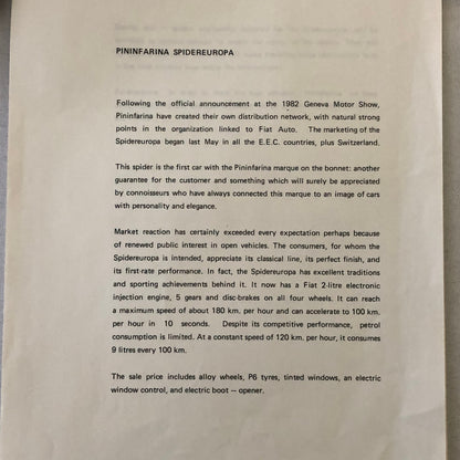 1982 Pininfarina Design Press Kit Photos Lancia Gamma Fiat Spider Talbot Samba