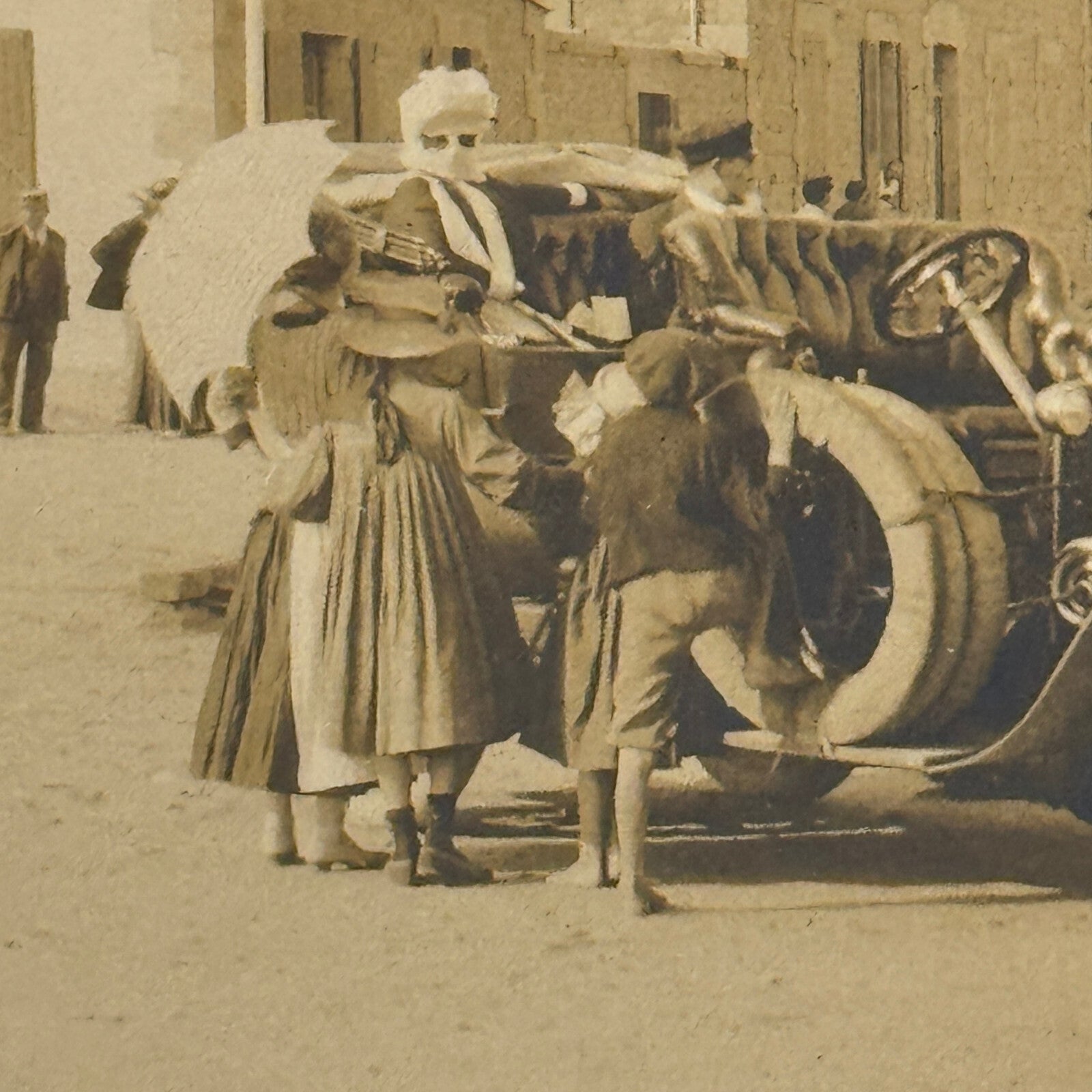 Vintage Photograph Photo Antique People with Early Automobile
