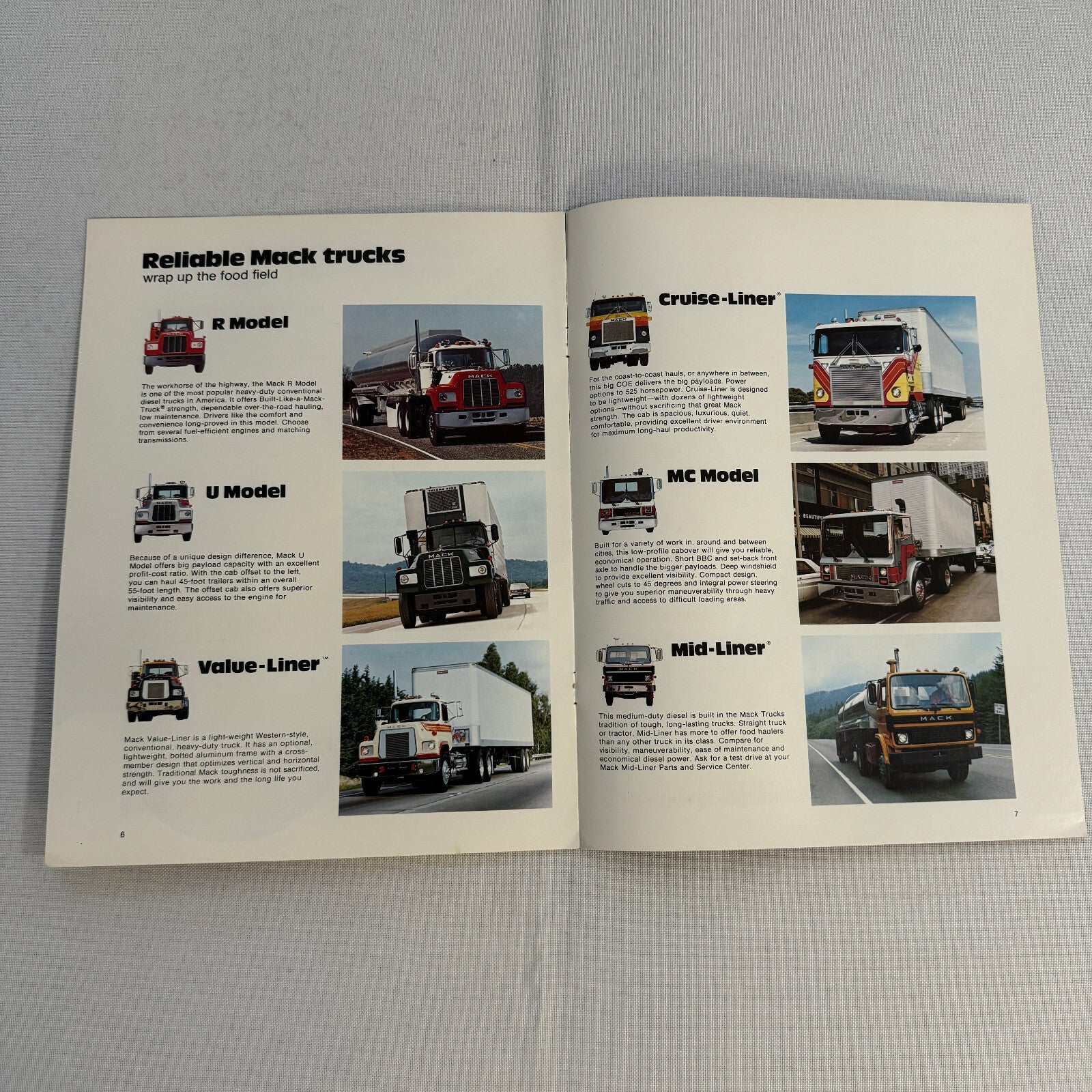 Mack Food Hauling Truck Sales Brochure Catalog R U MC Model Cruise Liner MidLine