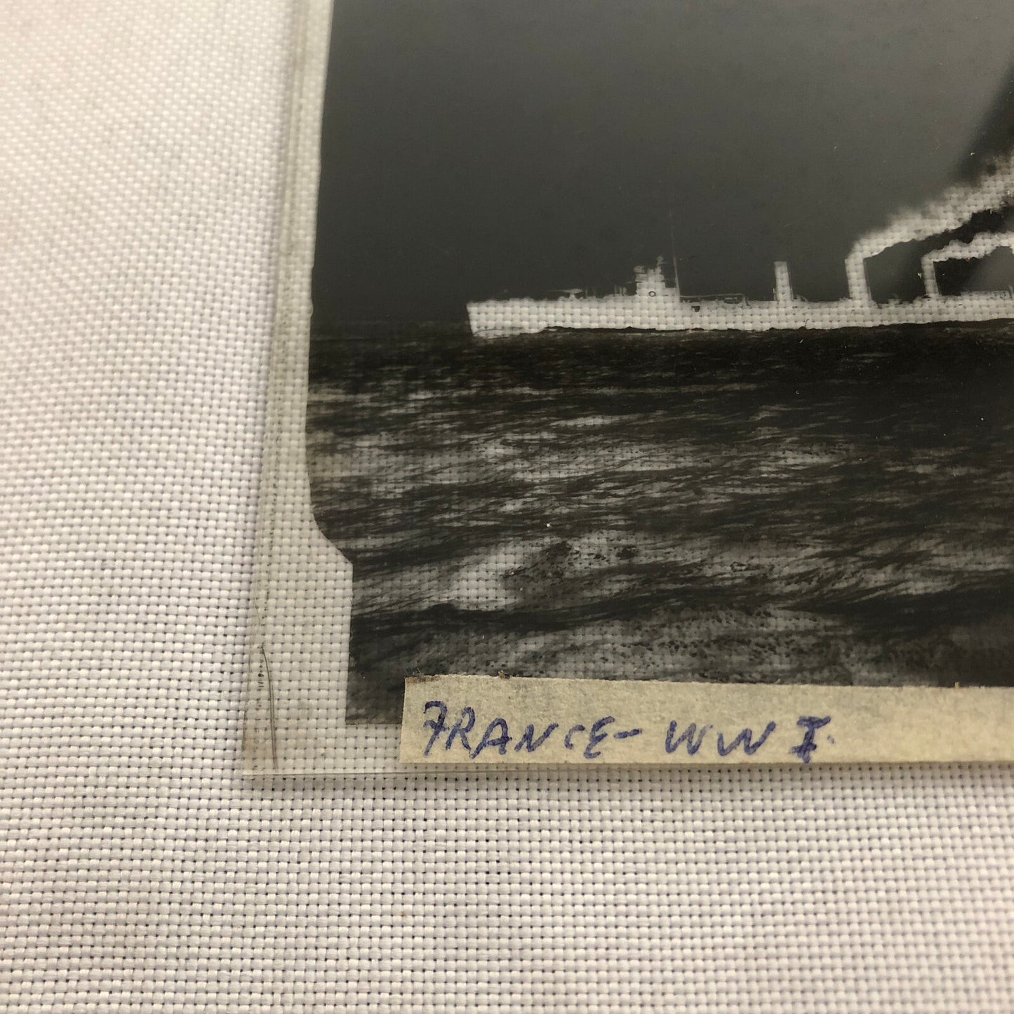 Antique Glass Plate Lantern Slide WW1 Navy Ship Military Boat World War I