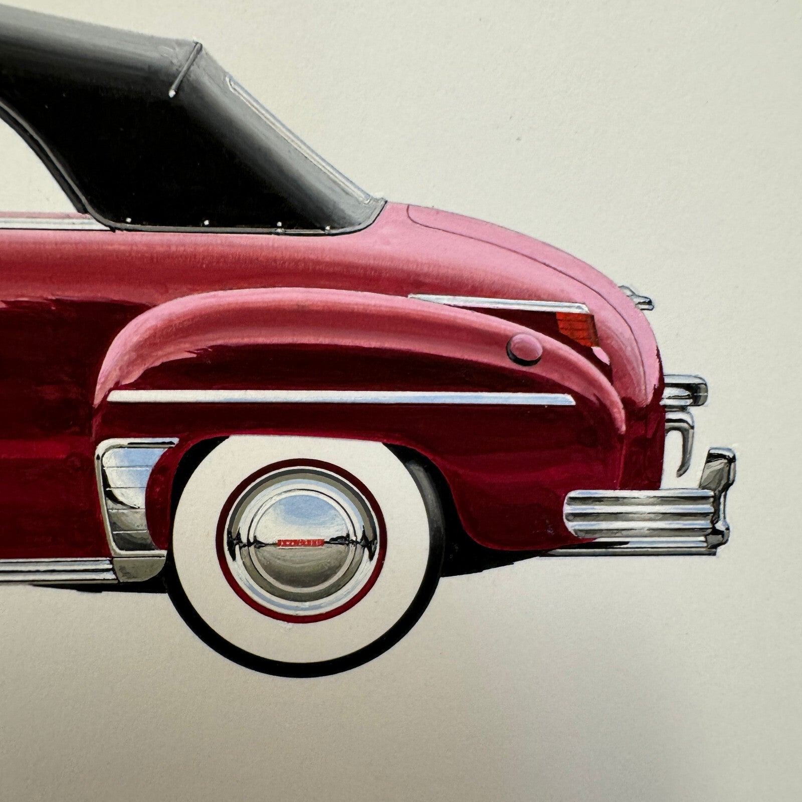 1949 Plymouth Special Deluxe Convertible Automobile Illustration Art Drawing