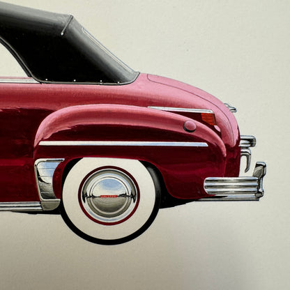 1949 Plymouth Special Deluxe Convertible Automobile Illustration Art Drawing