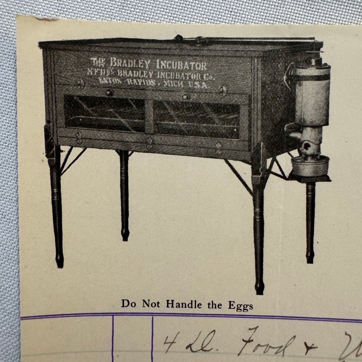 1908 Bradley Incubator Company Eaton Rapids Michigan Invoice Document Antique