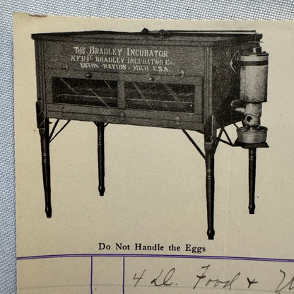 1908 Bradley Incubator Company Eaton Rapids Michigan Invoice Document Antique