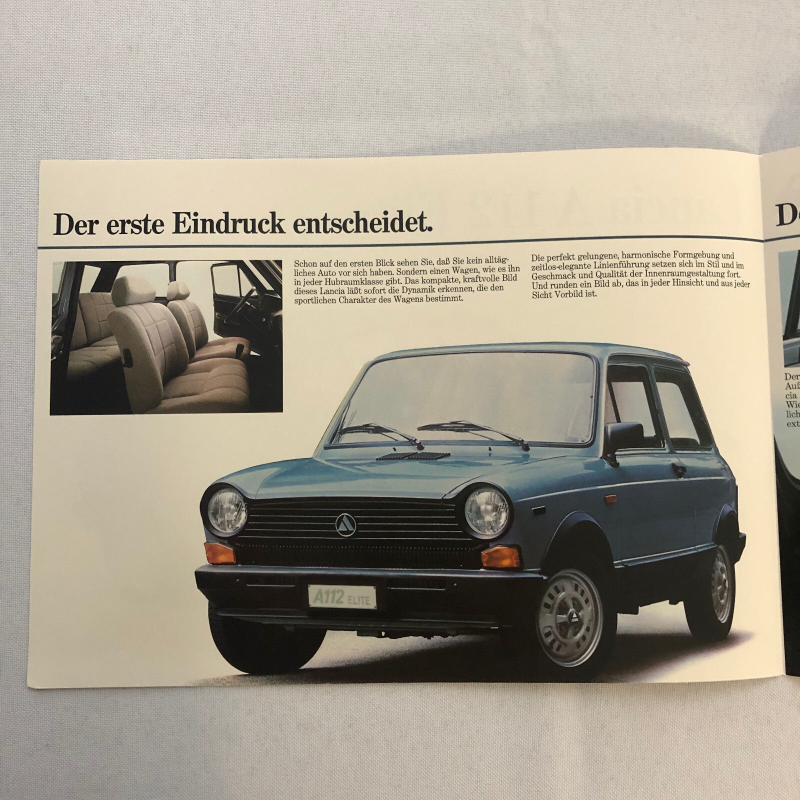 Lancia A112 Elite Car Sales Brochure Catalog Vintage GERMAN Lancia A 112