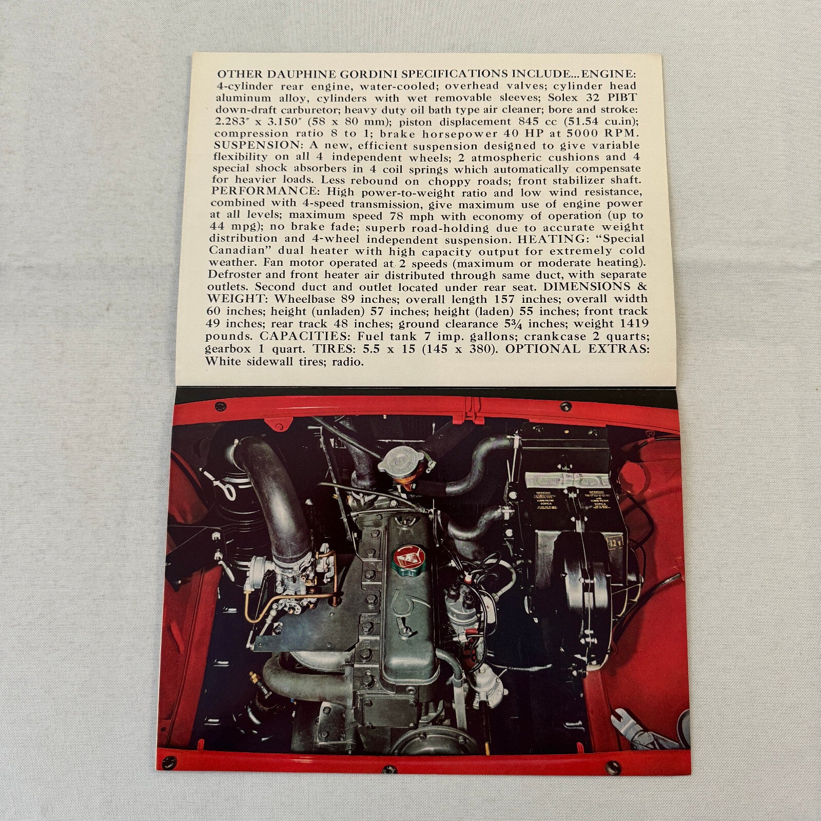 Renault Dauphine Gordini Car Sales Brochure Catalog Advertising Canadian