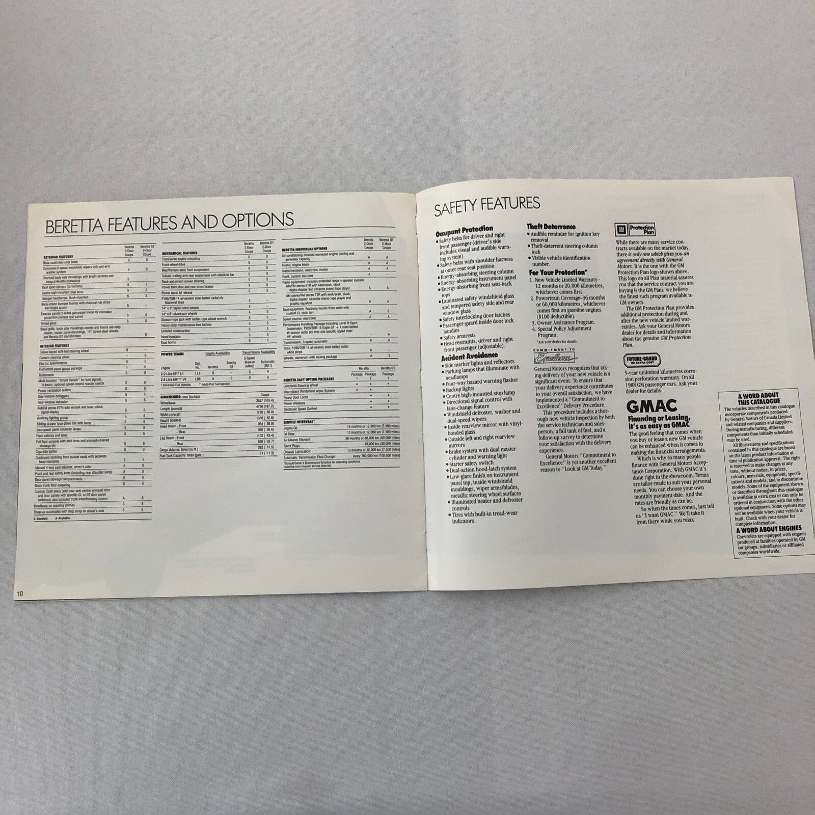 1987 Chevrolet Beretta Sales Brochure Catalog Advertising
