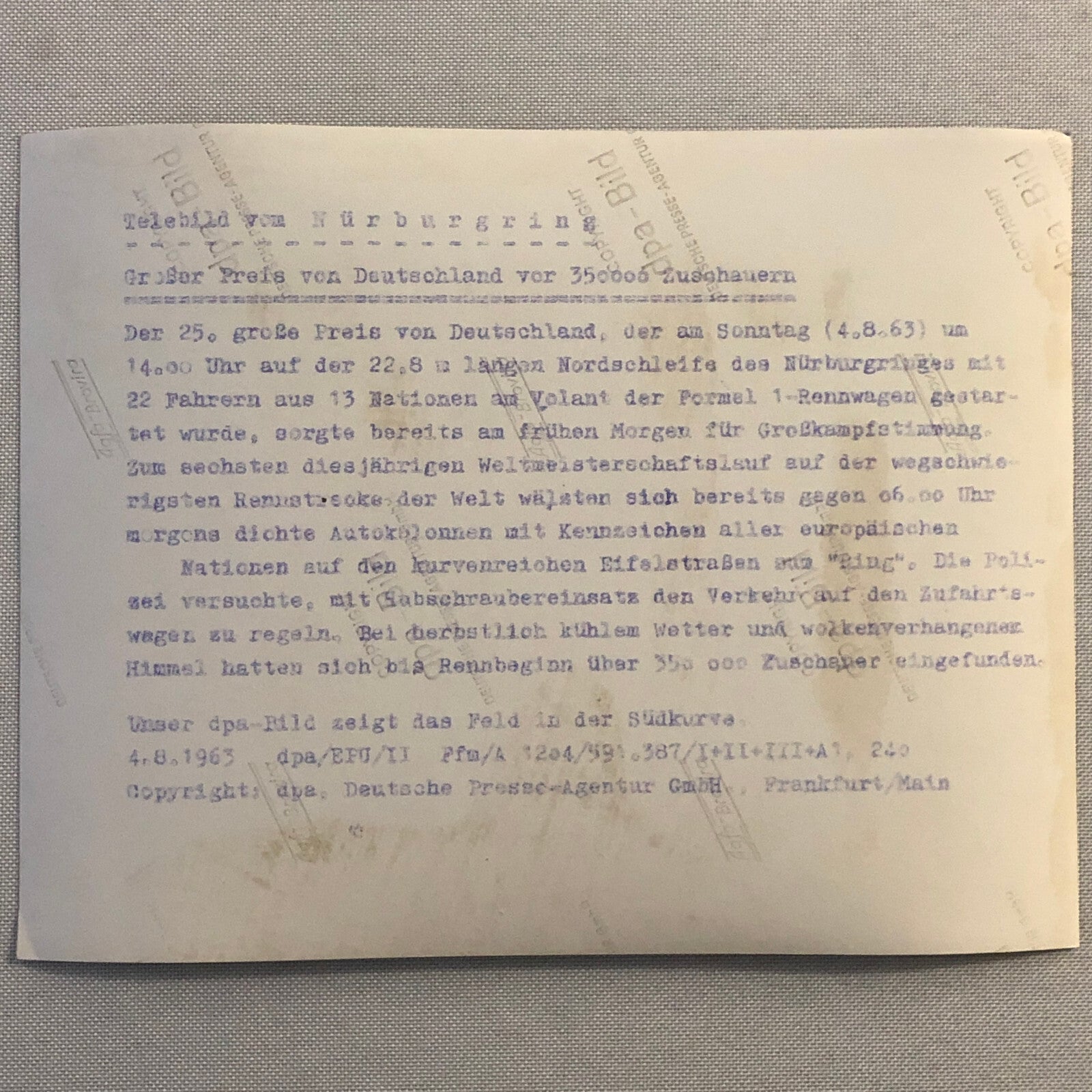 1963 German Grand Prix Racing Press Photo Photograph 