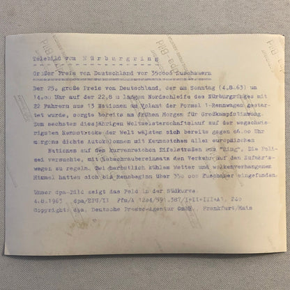 1963 German Grand Prix Racing Press Photo Photograph 