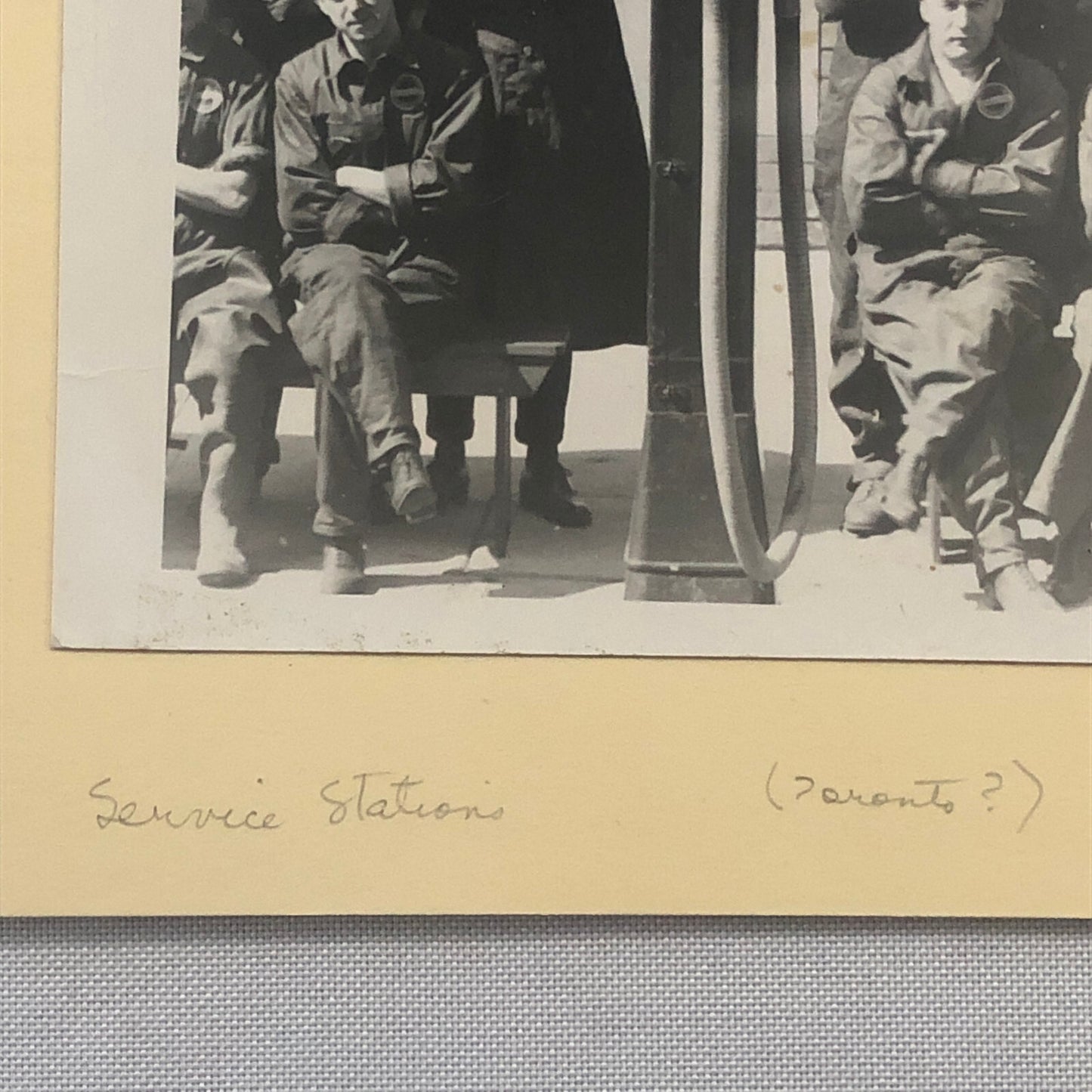 Vintage Car Automobile Service Station Gas Pump Workers Photo Photograph